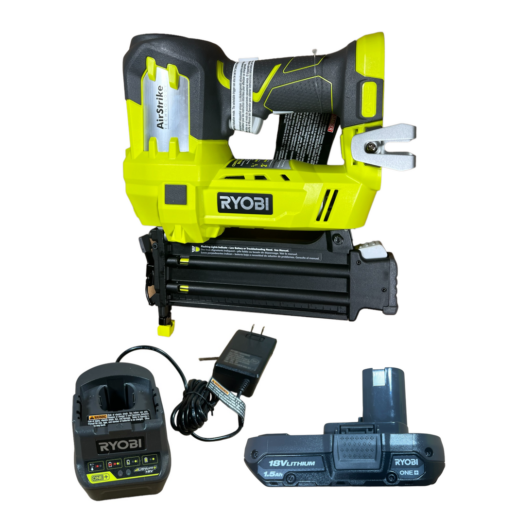 18-Volt ONE+ Lithium-Ion Cordless AirStrike 18-Gauge Brad Nailer Kit with Sample Nails