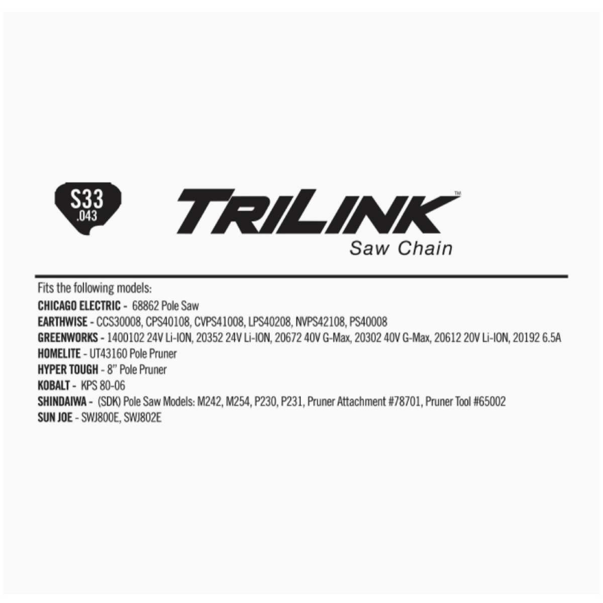TriLink 8 in. Replacement Chainsaw Chain S33 – Ryobi Deal Finders