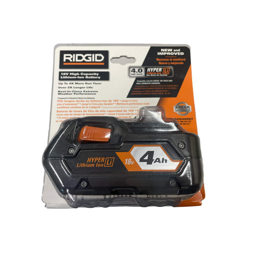 RIDGID 18 Volt HYPER Lithium Ion 4.0 Ah Battery Ryobi Deal Finders