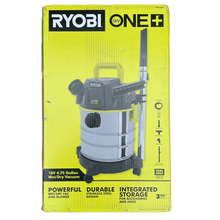 Load image into Gallery viewer, Ryobi PWV200B 18-Volt ONE+ Cordless 4.75 Gal. Stainless Steel Wet/Dry Vacuum