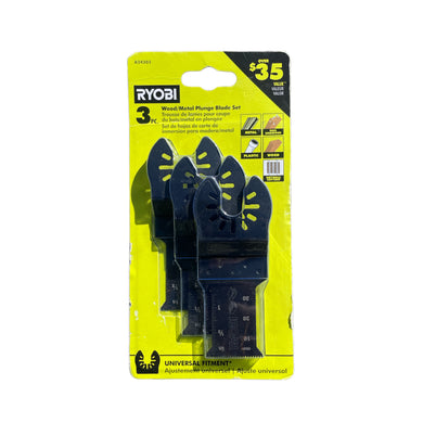 Ryobi A24303 3-Piece Wood/Metal Plunge Oscillating Multi-Tool Blade Set