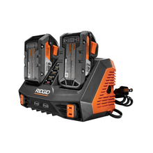 Load image into Gallery viewer, RIDGID 18-Volt Dual Port Dual Chemistry Sequential Charger with Dual USB Ports