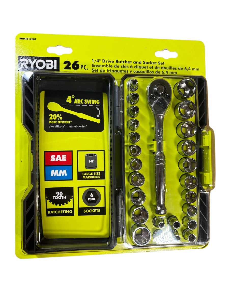 RYOBI 26-Piece 1/4 in. Drive Ratchet and Socket Set – Ryobi Deal Finders