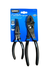 HART 2-Piece Pliers Set, 6-inch Long Nose, 8-inch Slip Joint