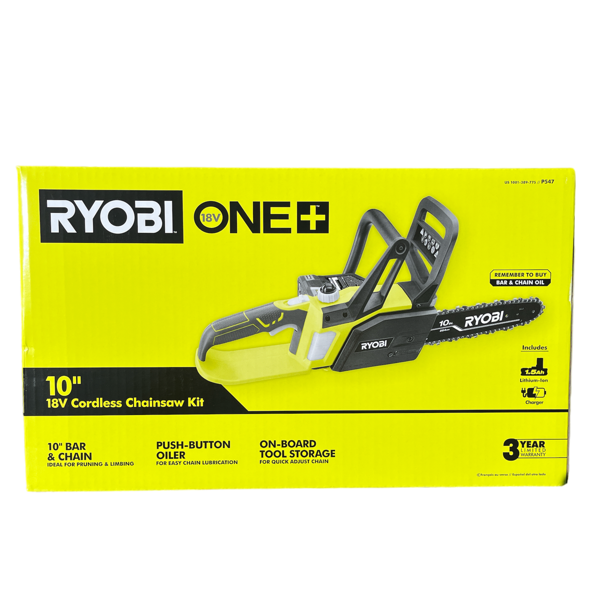 ONE 18 Volt 10 in. Battery Chainsaw with 1.5 Ah Battery and