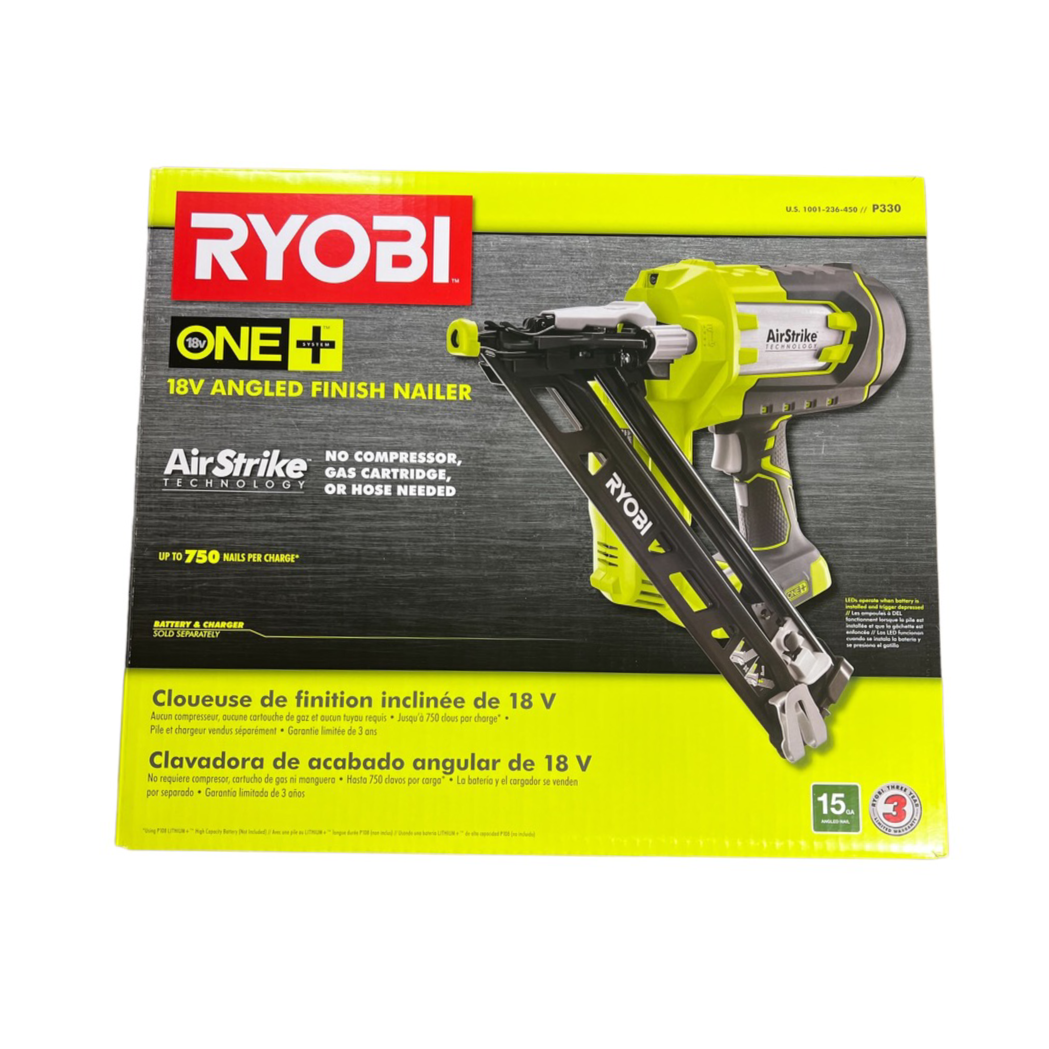 18 Volt ONE Lithium Ion Cordless AirStrike 15 Gauge Angled Finish