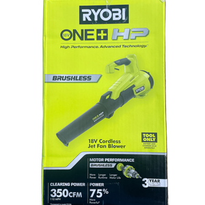 RYOBI P21012 ONE+ HP 18V Brushless 110 MPH 350 CFM Cordless Variable-Speed Jet Fan Leaf Blower (Tool Only)