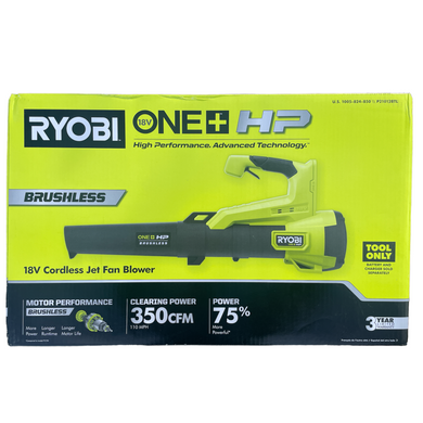 RYOBI P21012 ONE+ HP 18V Brushless 110 MPH 350 CFM Cordless Variable-Speed Jet Fan Leaf Blower (Tool Only)