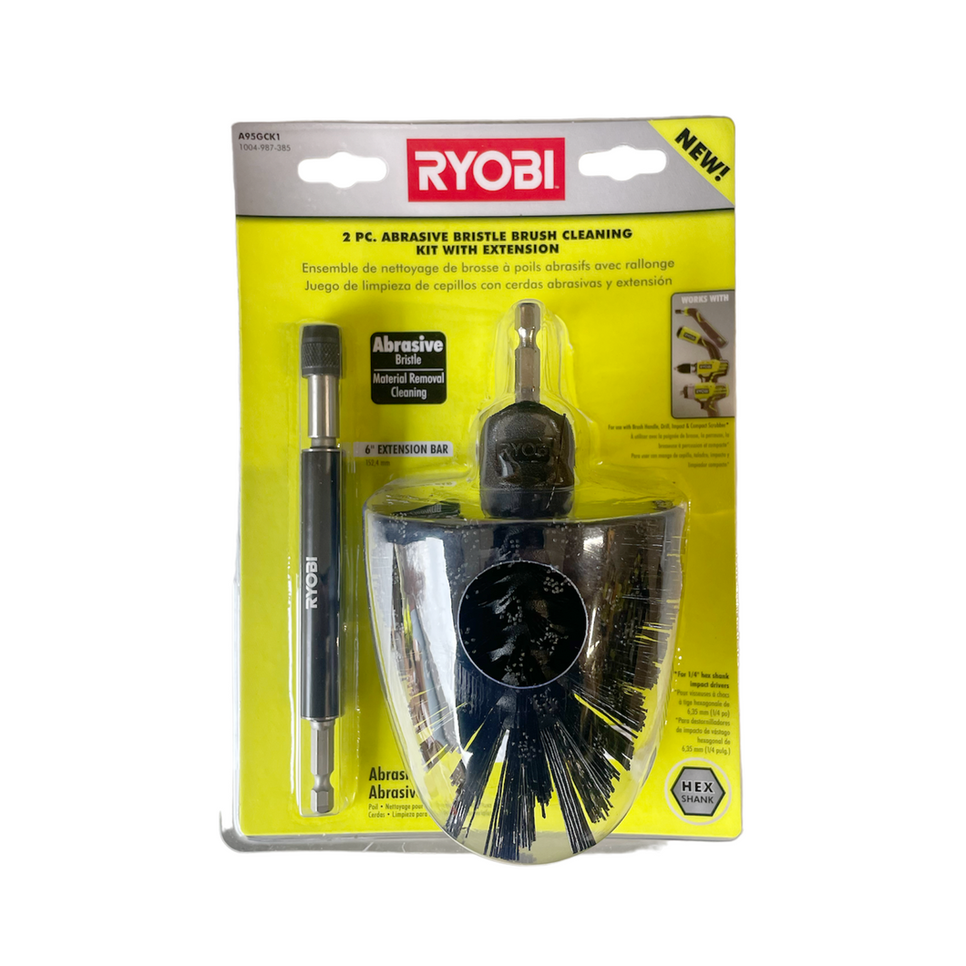 Ryobi Abrasive Bristle Brush Cleaning Kit with Extension (2-Piece)