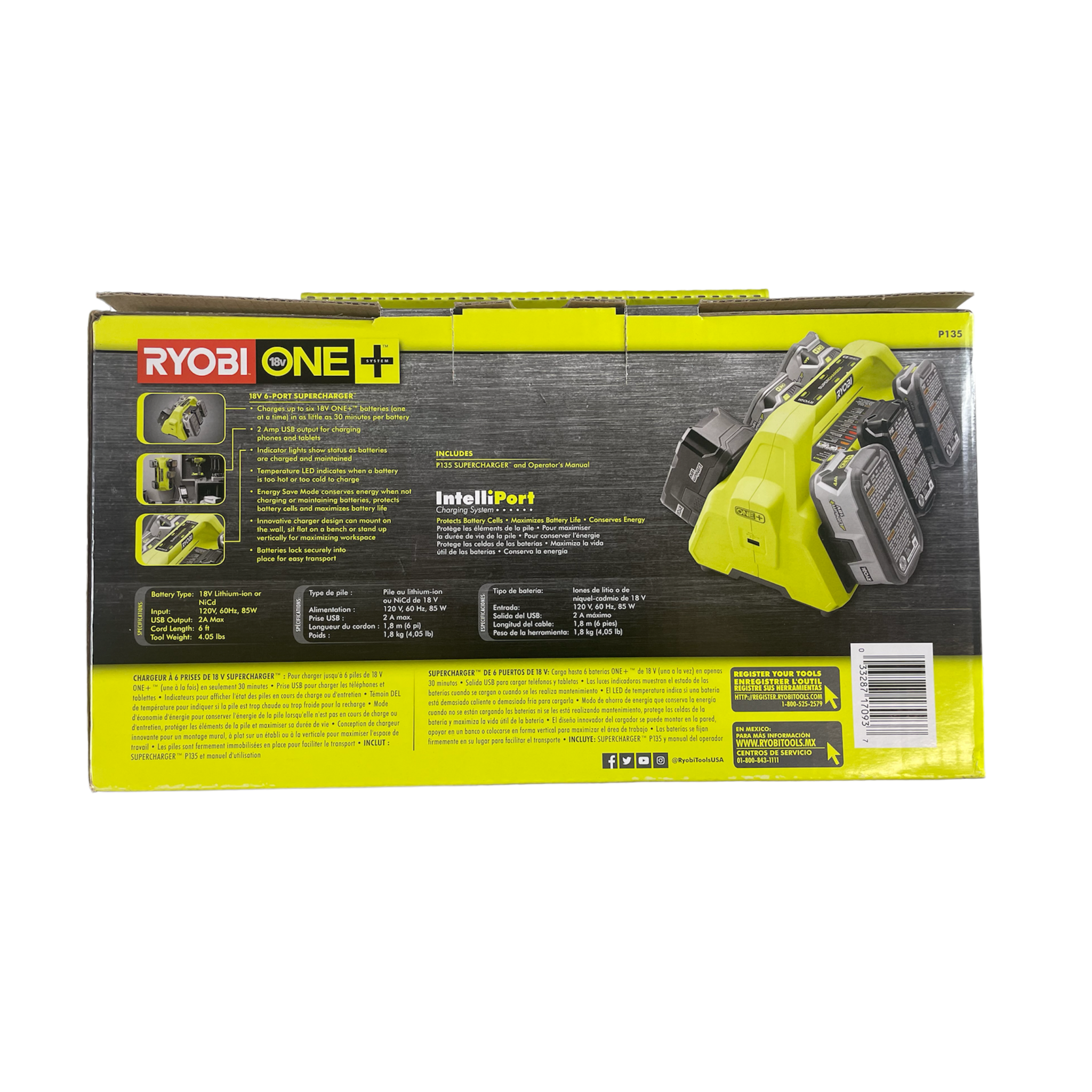 Ryobi p135 18v one+ 6 port lithium ion battery supercharger deals