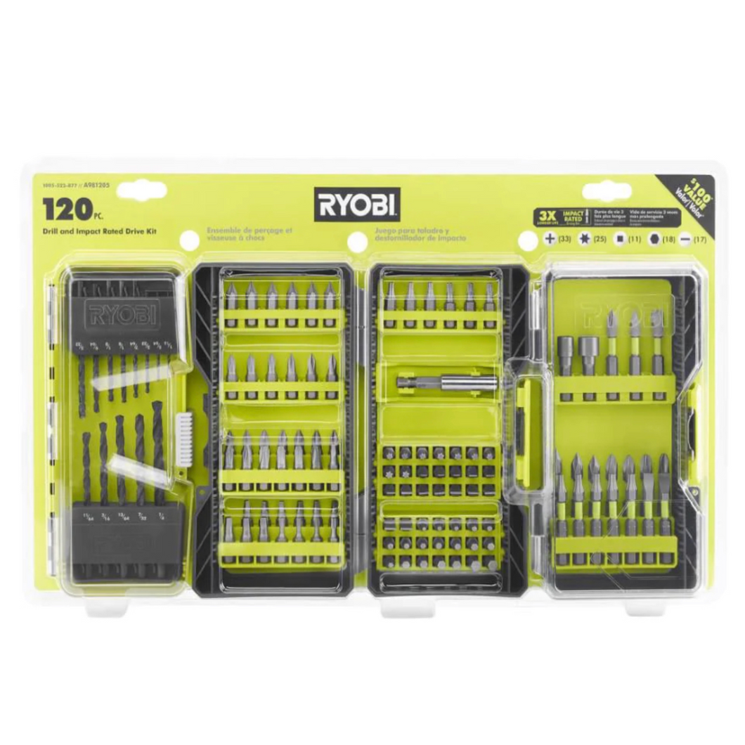 RYOBI A981205 120-Piece Drill and Impact Rated Drive Kit