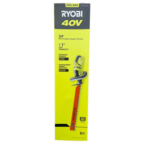 Ryobi Ry40602 24 in. 40-Volt Lithium-Ion Cordless Battery Hedge Trimmer (Tool Only)