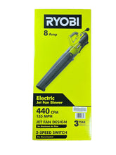 Load image into Gallery viewer, RYOBI 135 MPH 440 CFM 8 Amp Corded Electric Jet Fan Blower