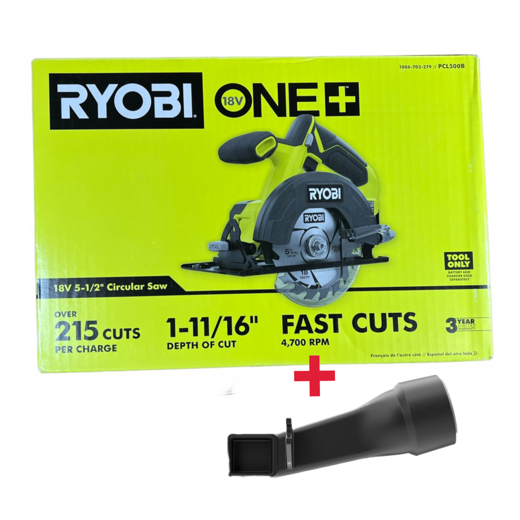 18-Volt ONE+ Cordless 5 1/2 in. Circular Saw with Dust Collection Adaptor (Tool Only)