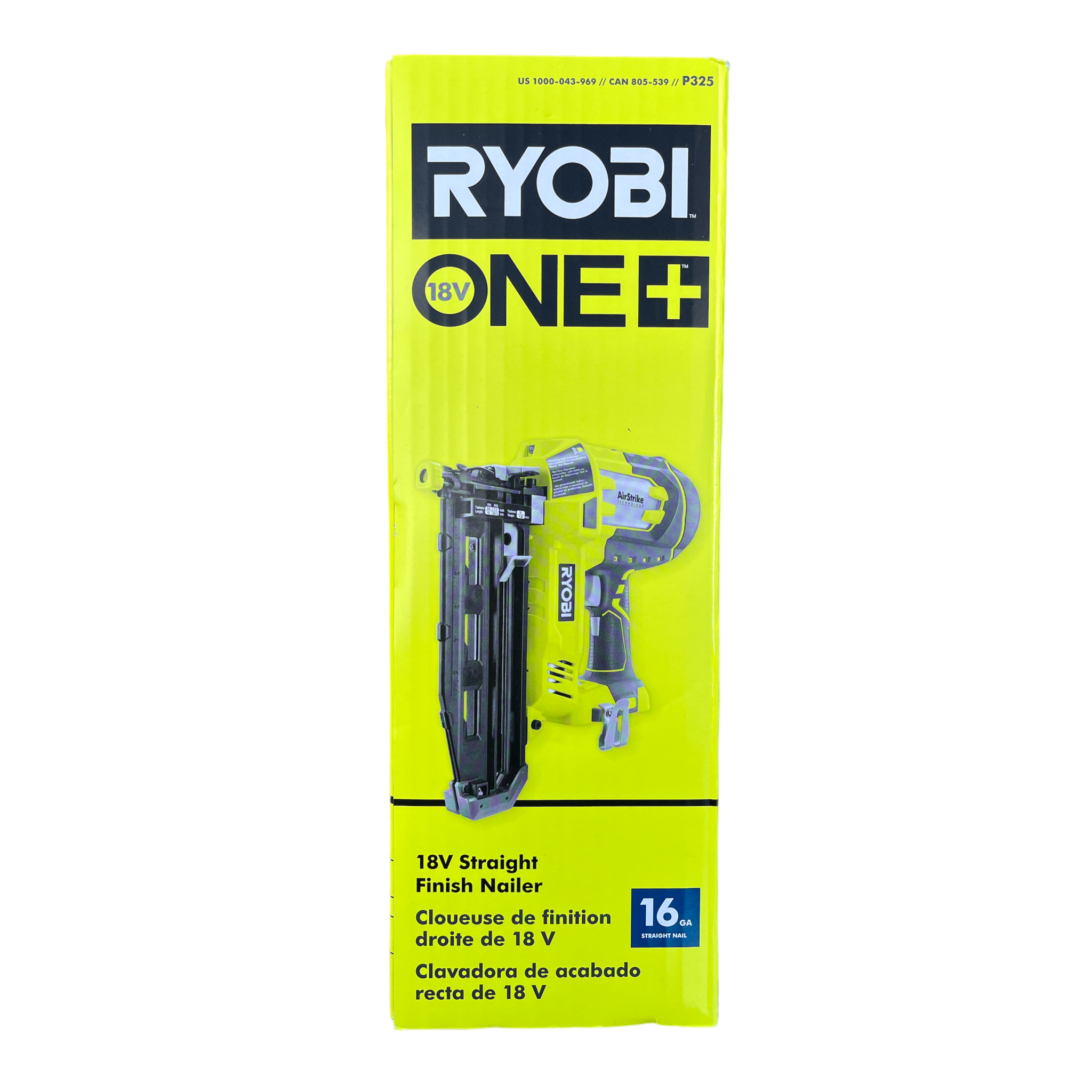Ryobi One+ 18V 16-Gauge Cordless Airstrike Finish Nailer (Tool Only) P325