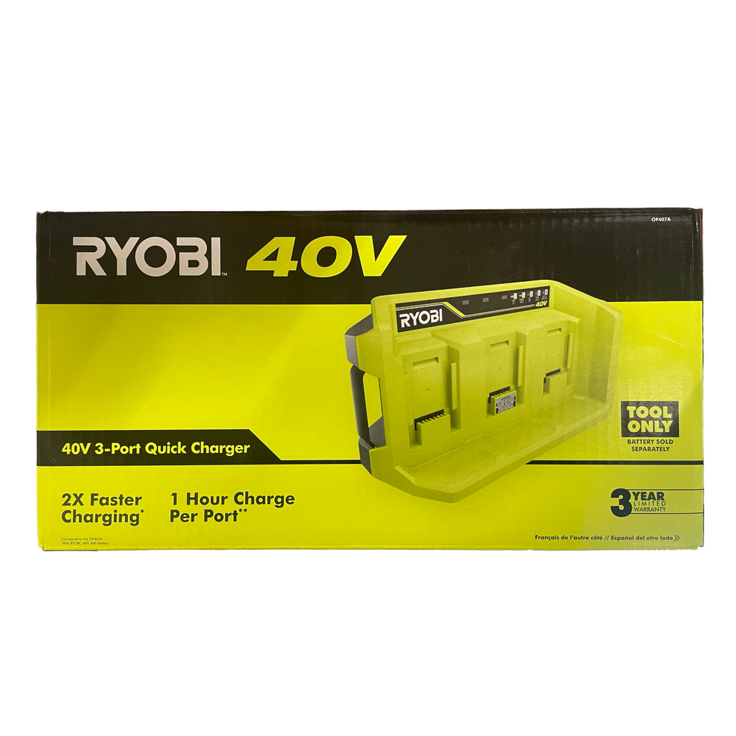 RYOBI OP407 40-Volt Lithium-Ion 3-Port Quick Charger