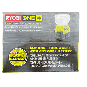 Ryobi P784K 18-Volt ONE+ Lithium-Ion Cordless EVERCHARGE LED Area Light with (1) 1.3 Ah Battery and (1) Wall Mount Adaptor Charger