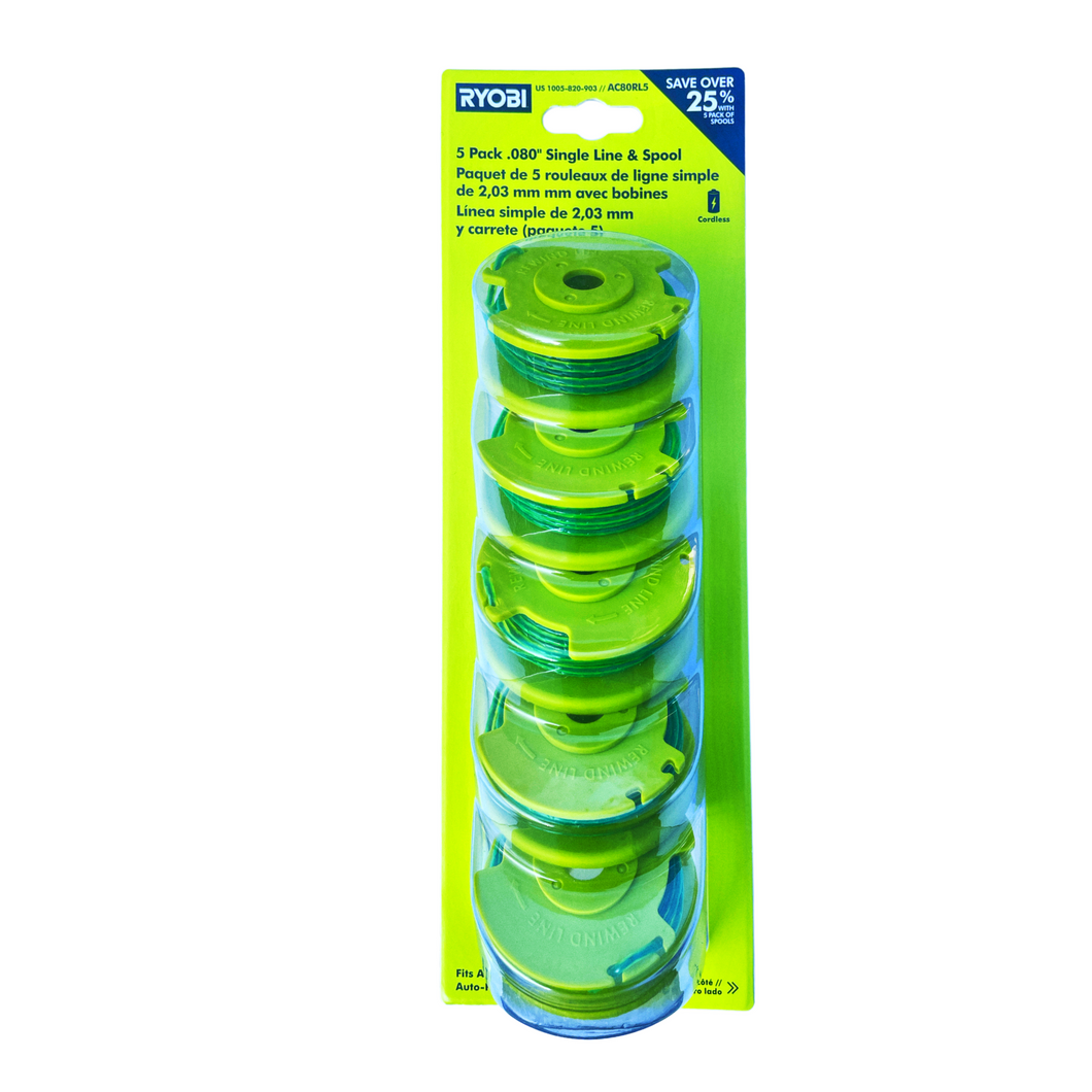 RYOBI AC80RL5 0.080 in. Replacement Auto-Feed Line Spools (5-Pack)