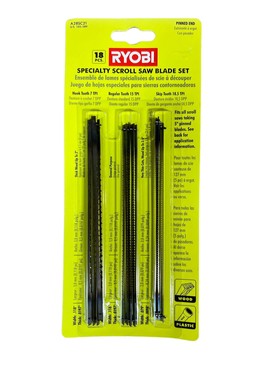 Ryobi A28SC21 Regular Tooth Scroll Saw Blades Assortment (18-Piece)