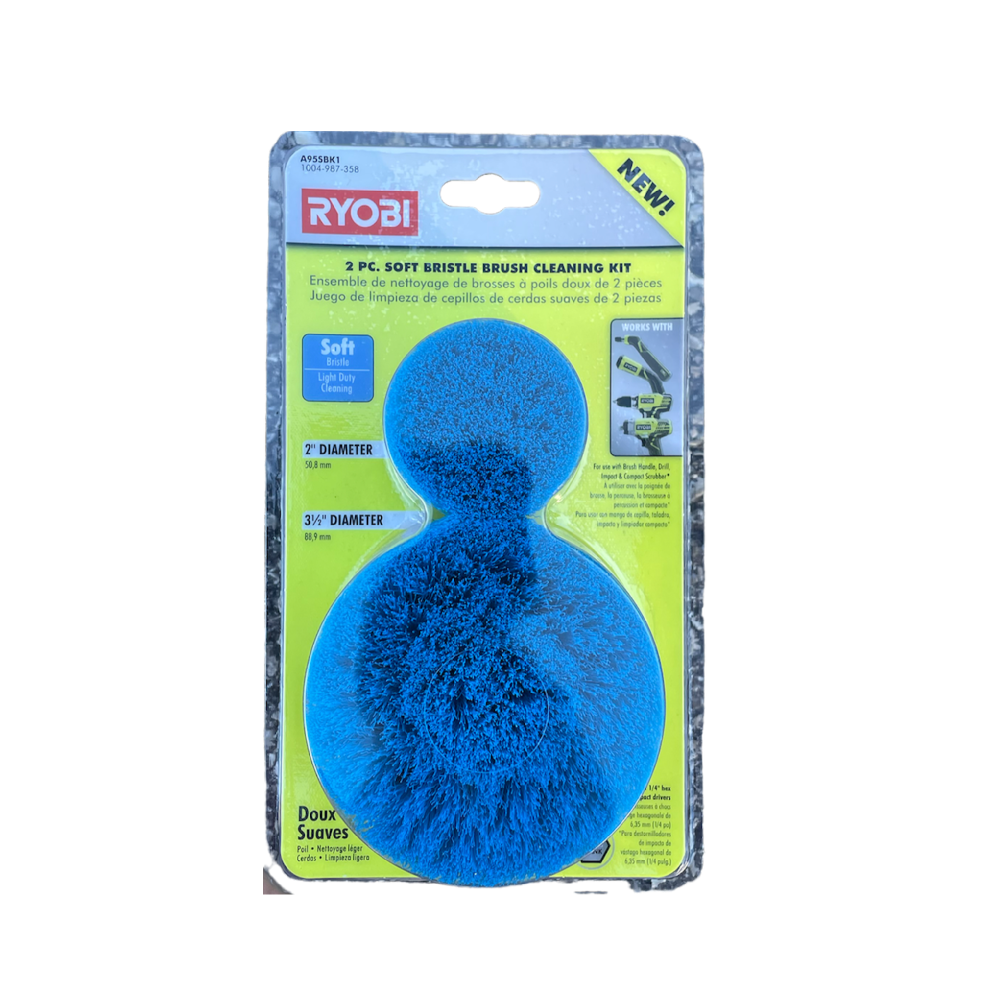 RYOBI Medium Bristle Brush Cleaning Accessory Kit (2-Piece