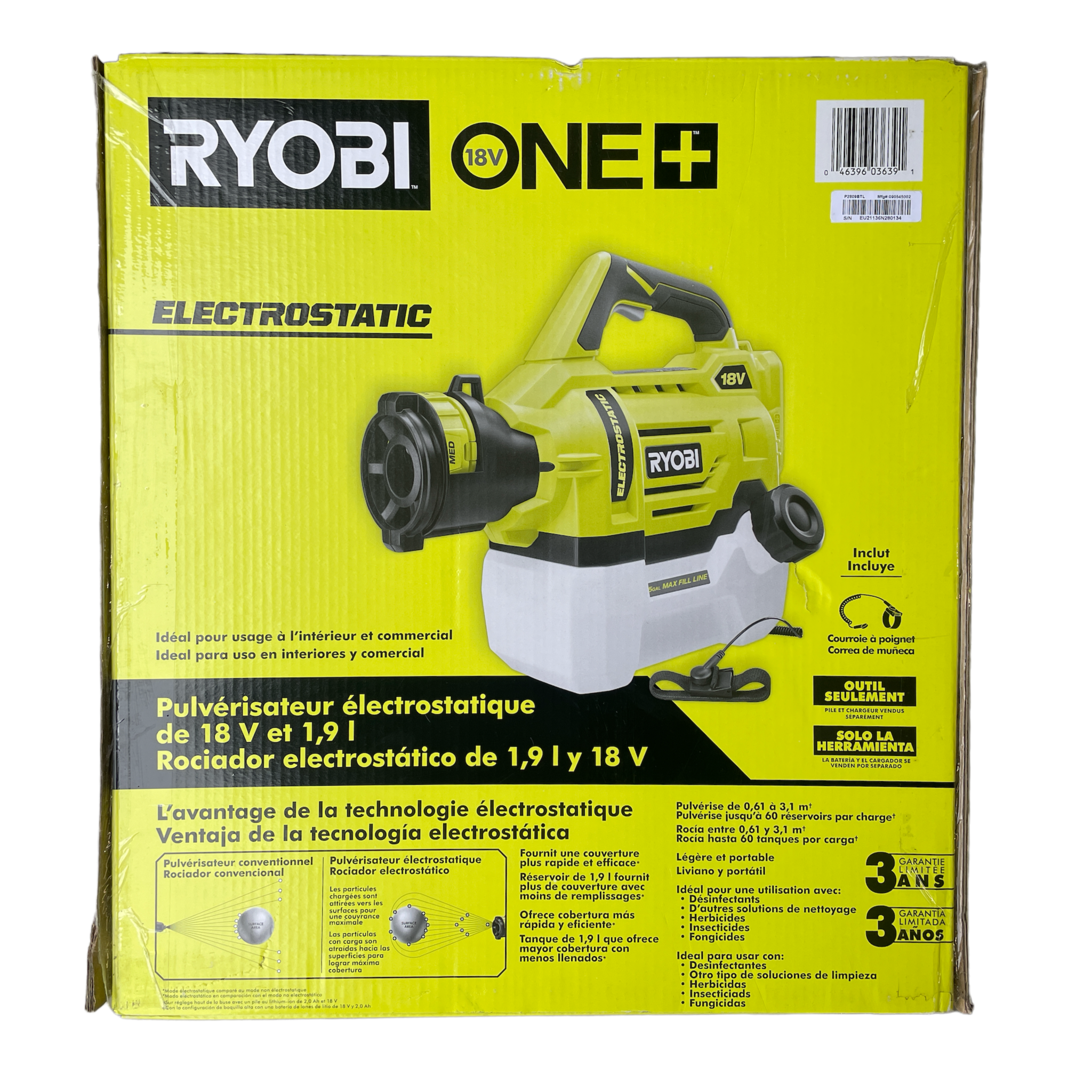ONE 18 Volt Cordless Electrostatic 0.5 Gal. Sprayer Tool Only