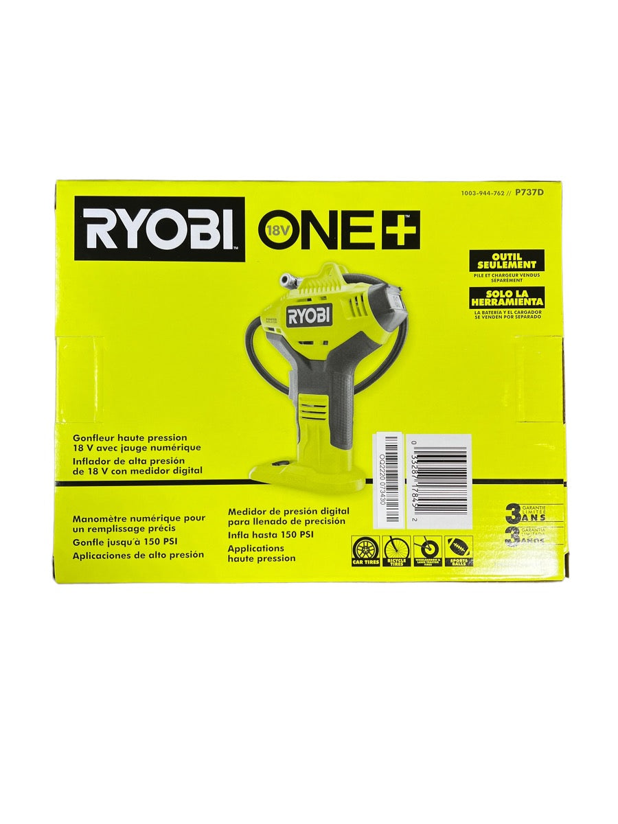 Ryobi 18V Lithium-Ion Cordless High Pressure Inflator w. Digital Gauge Tool  Only 741993503498