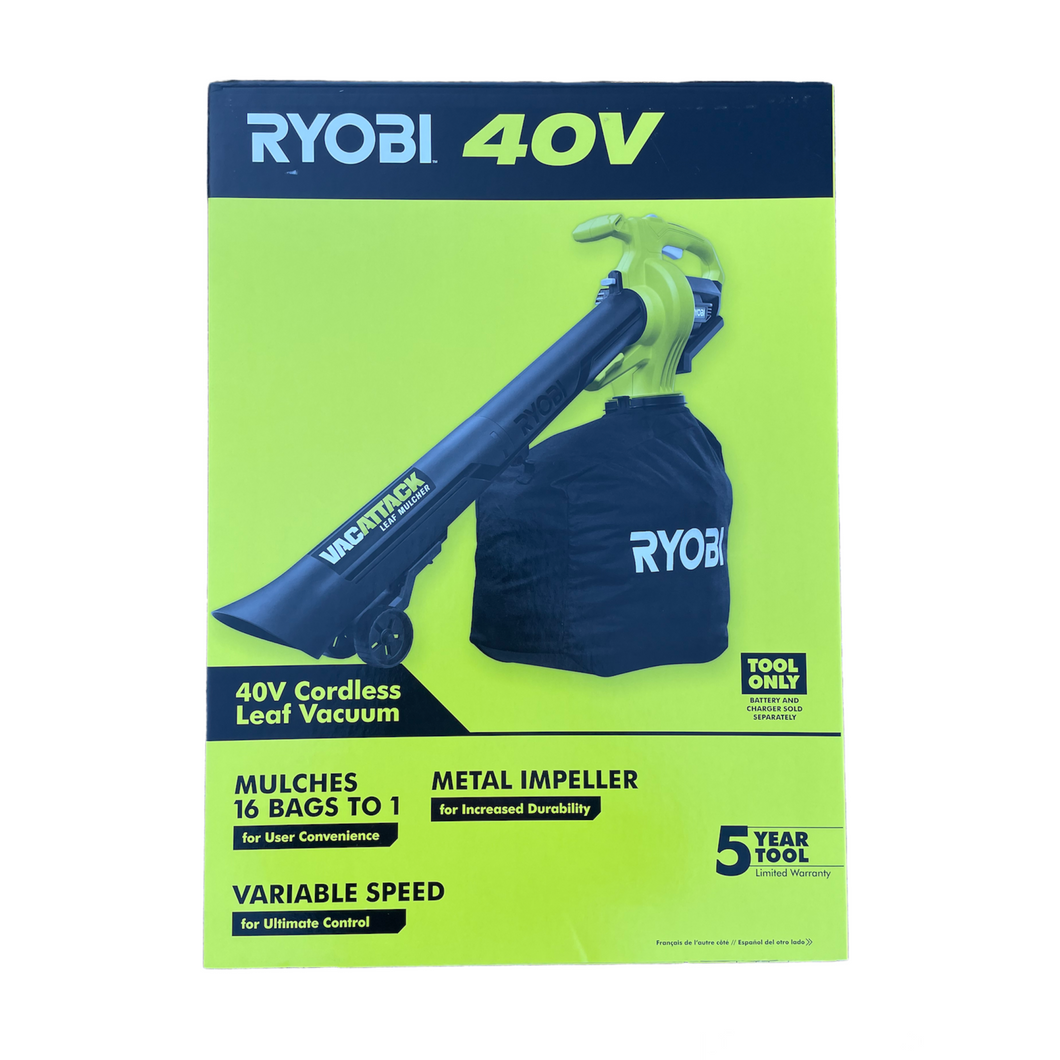 RYOBI RY40405 40-Volt Lithium-Ion Cordless Battery Leaf Vacuum/Mulcher (Tool Only)