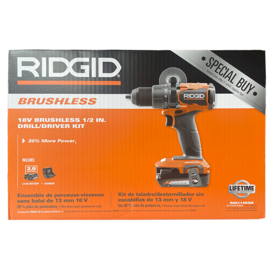 CLEARANCE RIDGID 18V Brushless Cordless 1/2 in. Drill/Driver Kit with 2.0 Ah Battery and Charger